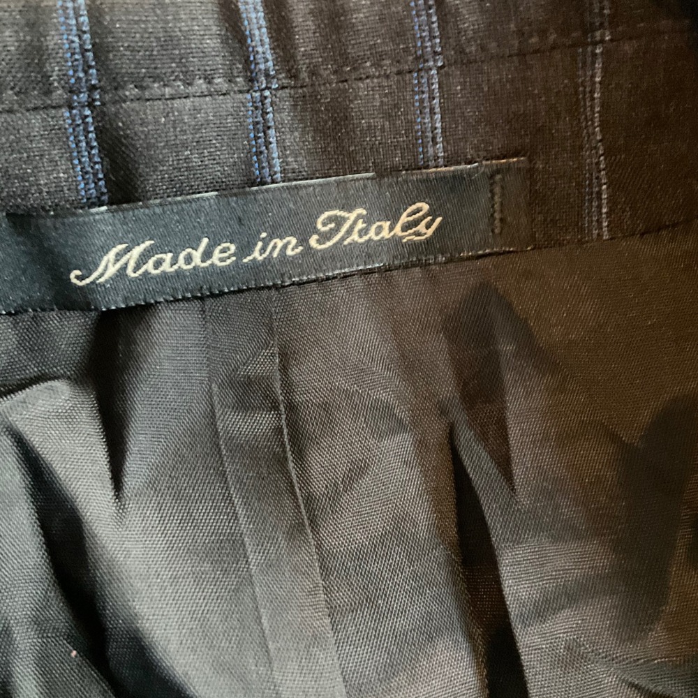 Faconnable Blazer Mens 42 Black Blue Pinstripe 100% Wool Tailored In Italy - Picture 2 of 7